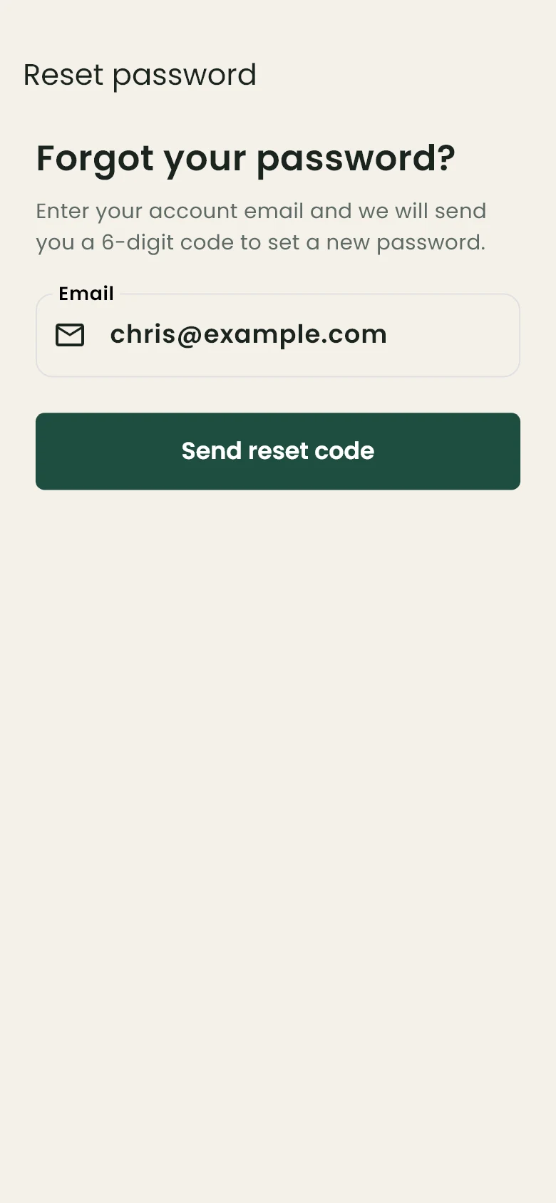 BatasPH forgot password screen with an email field and Send reset code button.